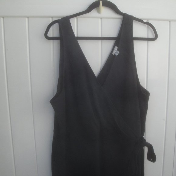 A New Day Dress Black Knit Fake Wrap with waist tie sleeveless XXL - Picture 3 of 4